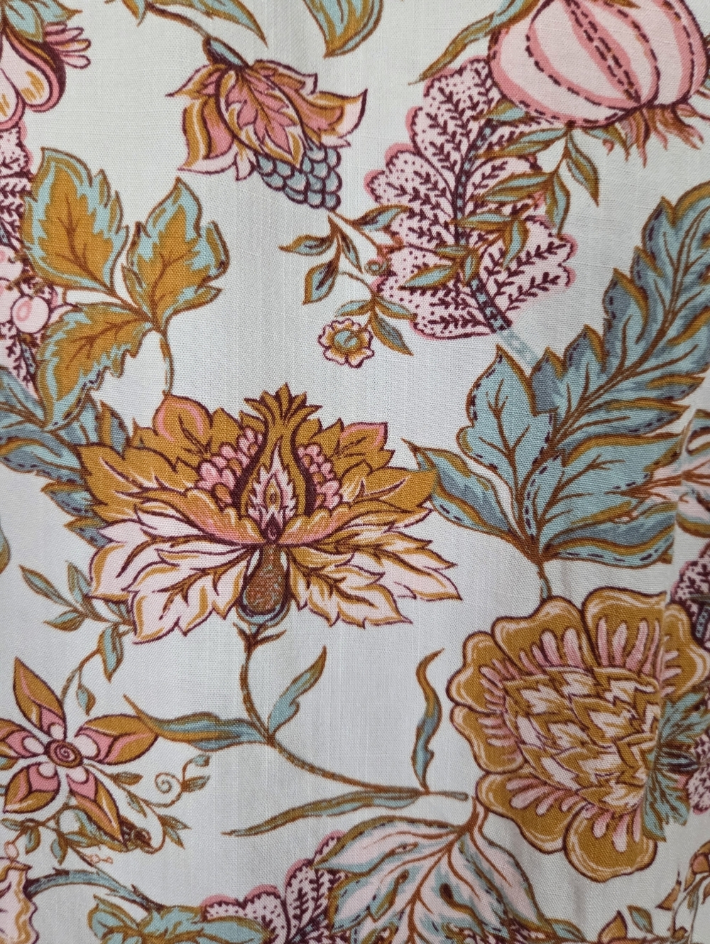 Knox Rose Pink/Blue/ Orange Floral Henley Blouse Relax Fit Top Size L - Picture 6 of 7